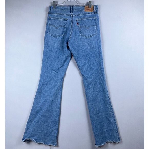 Levis 726 Flare Leg Jeans Womens Size 30 Frayed Hem Mid Rise Light Wash Blue - Picture 2 of 13